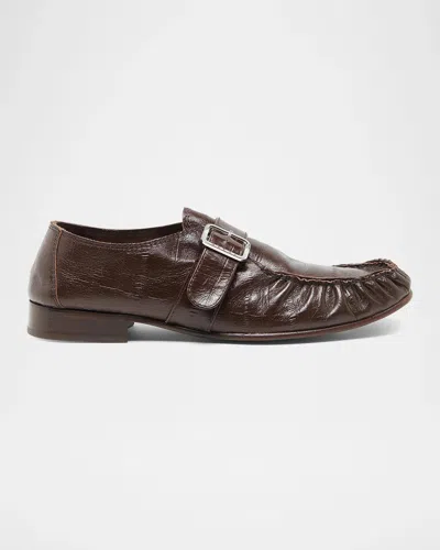 Marni Men & Apos;s Moccasin Leather Apron Toe Shoes In Brown