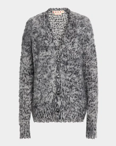 Marni Alpaca Wool-blend Cardigan In Gray