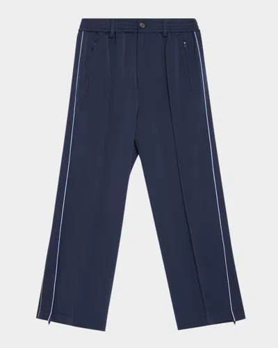 Marni Men & Apos;s Wool Stretch Wide-leg Pintuck Trousers In Blue