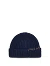 Marni Dark Blue Logo Beanie Hat In Blue