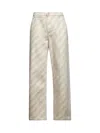 Marni Men Beige Striped Denim Jeans In Gray