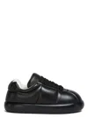 Marni Padded Leather Sneakers With Flat Rubber Sole In Black