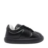 Marni Padded Leather Sneakers With Flat Rubber Sole In Black