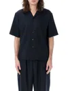Marni Logo-patch Short-sleeved Shirt In Blue,black