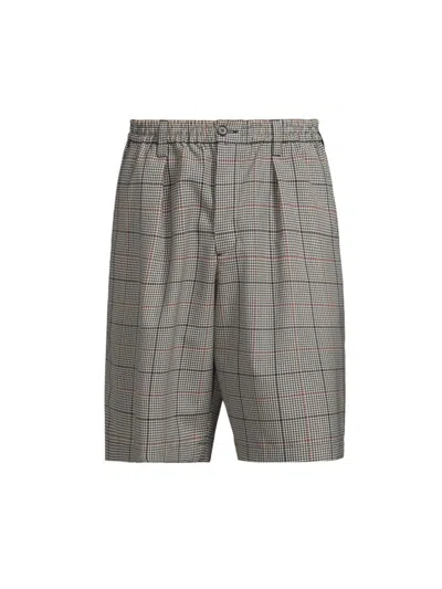 Marni Men's Checked Wool-blend Bermuda Shorts In Grey