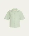 Shop Marni Men's Confetti Poplin Bowling Shirt In Sea/green