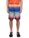 Marni Knee-length Cotton Bermuda Shorts With Gradient Design In Multicolor