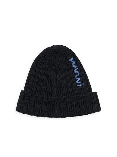Marni Men's Cotton Cable-knit Beanie In Black