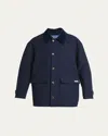 Marni Logo Patch Buttoned Coat In Navy/blue