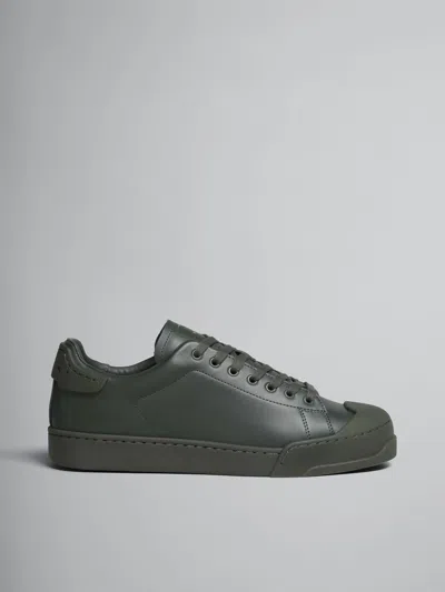 Marni Dada Rubber-trimmed Leather Sneakers In Green