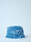 Marni Light Blue Denim Bucket Hat With Dillies Patch Details In Blue