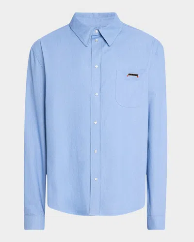 Marni Men's Denim Point Collar Overshirt In Blue