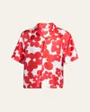 Marni Printed Short Sleeve Button Front Shirt In Crimson