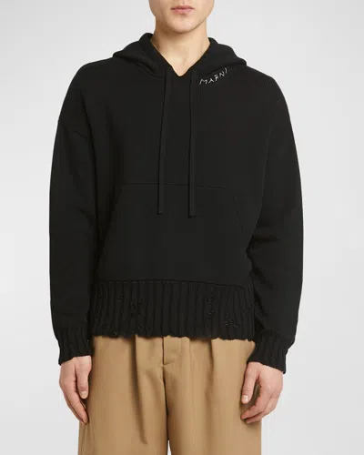 Marni Hooded Knit Front Pocket In Black