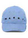 Marni Embroidered Cap In Light Blue