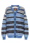 Marni Logo-embroidered Striped Mohair-blend Cardigan In Multicolor