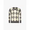 Marni Mens Endive Argyle-pattern V-neck Wool-blend Jumper In Endive