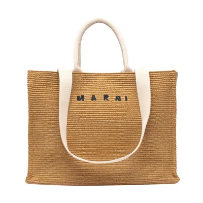 Marni Men Fabric Rafia Effect Shopping Bag