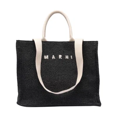 Marni Men Fabric Rafia Effect Shopping Bag