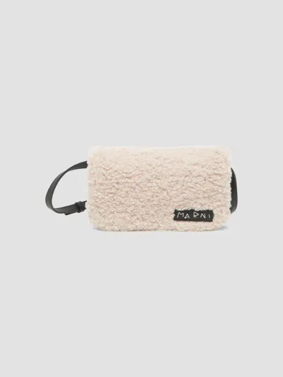 Marni Men's Faux Fur Pochette In Silk White