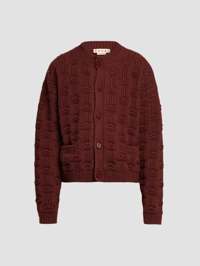 Marni Men's Fisherman Dot Wool-cashmere Cardigan In Brown