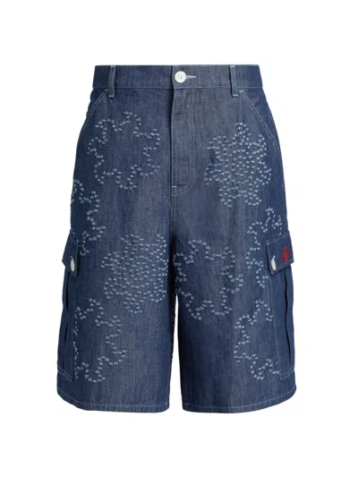 Marni Graphic Print Cargo Bermuda Shorts In Blue