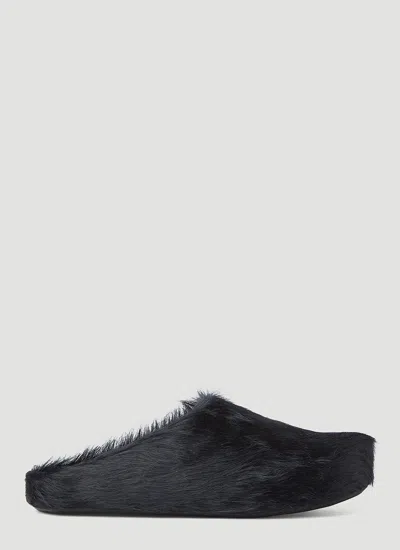 Marni Men Fussbett Long Haired Mules In Black