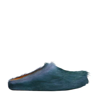 Marni Fussbet Sabot Calf-hair Slippers In 00b66 Dark Lomoges