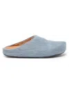 Marni Aquamarine Long Hair Calfskin Fussbett Sabot In Multi