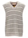 Marni Soft Striped Sleeveless V-neck Vest In Gray