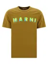 Marni Khaki Printed T-shirt In Green