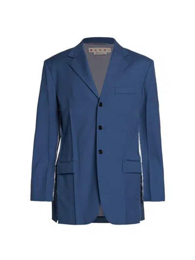 Marni Grain-de-poudre Single-breasted Blazer In Opal