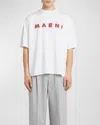 Marni Logo Cotton Oversized T-shirt In Lily/white