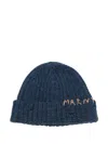 Marni Dark Blue Logo Beanie Hat In Blue