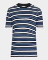 Marni Men's Horizontal Multi-stripe Cotton Crewneck T-shirt In Blue