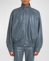 Marni Zip-up Leather Bomber Jacket In Chocolate