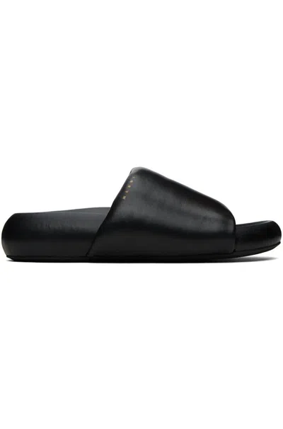 Marni Men's Leather Pouf Sandals In Black