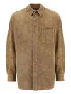 Marni Button-up Suede Overshirt In Brown