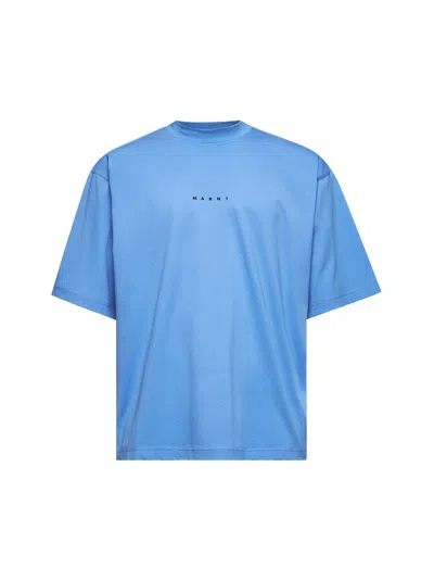 Marni Men Light Blue Jersey Mini Logo T-shirt