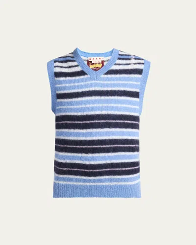 MARNI MEN'S LIGHTWEIGHT BRUSHED STRIPE SWEATER VEST
