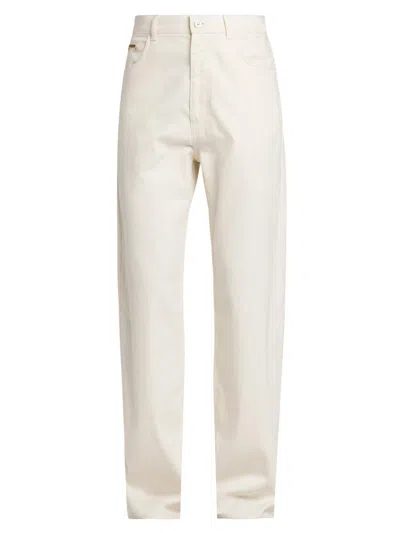 Marni Men's Lightweight Denim Wide-leg Trousers In White