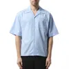 Marni Logo Cotton Poplin Boxy S/s Shirt In Iris Blue