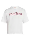 Marni Cotton T-shirt With Flocked Animal Alphabet Logo In White