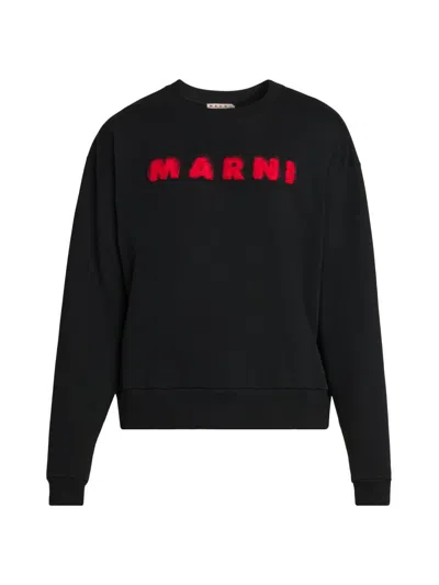 Marni Men's Logo Crewneck Sweatshirt In Black
