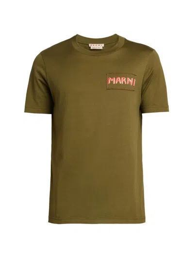 Marni Men's Logo Crewneck T-shirt In Green