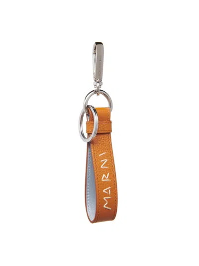 Marni Men's Logo Leather Key Ring In Green