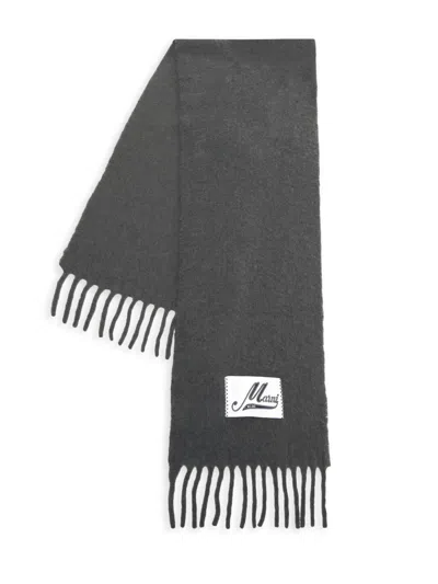 Marni Men's Logo Patch Alpaca-blend Scarf In Gray