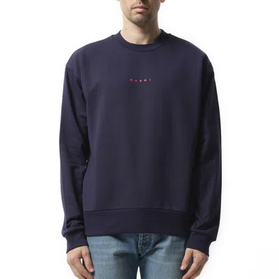 Marni Men's Logo Sweatshirt In Blue Kyanite