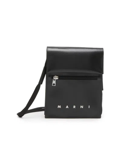 Marni Men's Logo-printed Shoulder Bag In Black