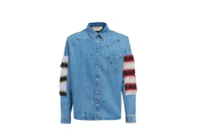 Pre-owned Marni Men's  Denim And Mohair Button Up Shirt In Blue